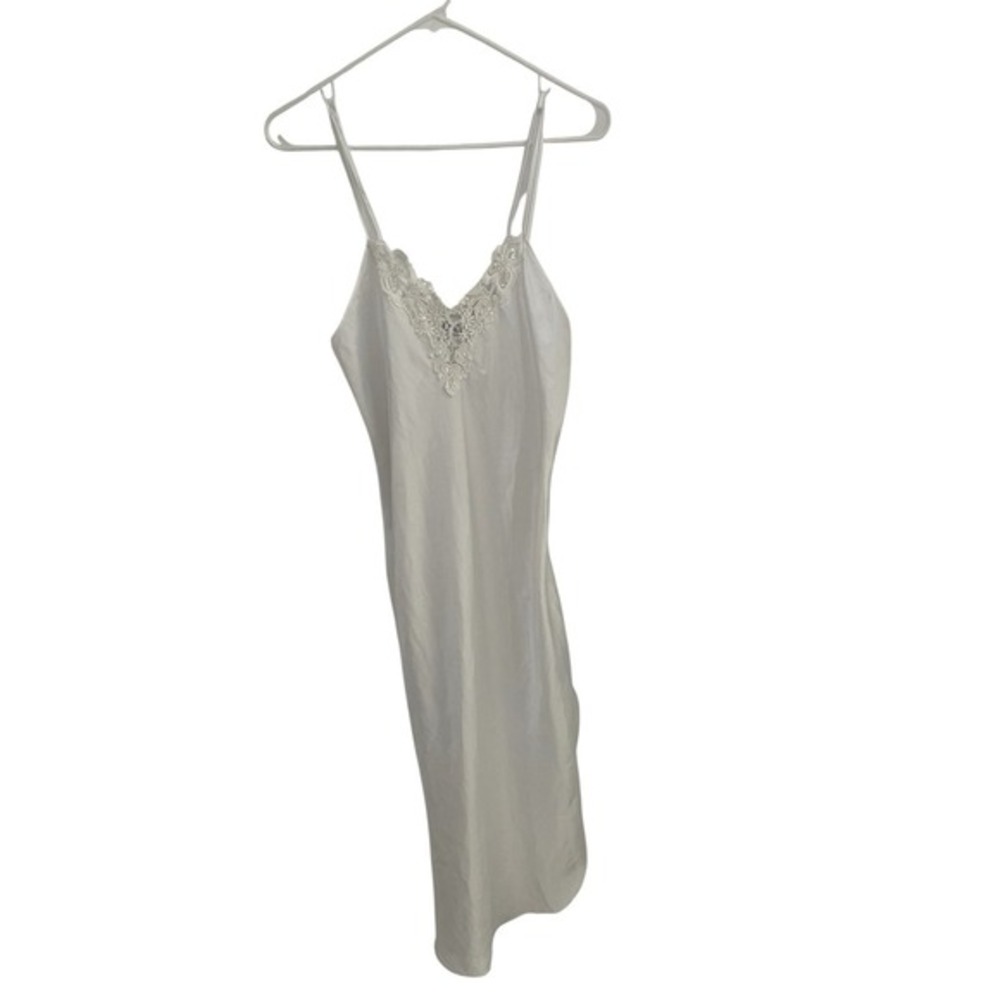Cinema Etoile White Satin Lace Sequin‎ Slip Dress Bridal Lingerie Nightgown